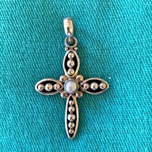 Silpada Sterling and pearl cross pendant